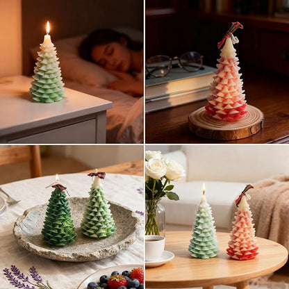 Christmas Tree Candle Molds, Resin Christmas Silicone Molds for Candles, Moldes para Velas De Navidad, Wax Candle Making Molds for DIY Chocolate, Soap