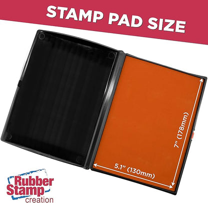 Large Premium Orange Ink Stamp Pad - 5" by 7" - Quality Felt Pad