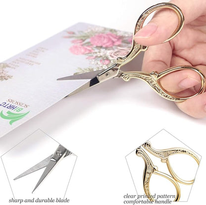 BIHRTC 3.6Inch Vintage Crochet Scissors - Small Embroidery Scissors with Stainless Steel Sharp Pointed Blades - Ideal for Sewing, Craft, DIY & Artwork DIY Tool