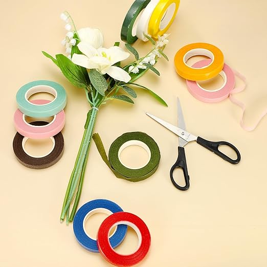 MECCANIXITY 12 Rolls Floral Tapes, 30 Yard x 1/16 in Florist Crepe Flowers Bouquets Tape Adhesive Waterproof for Flower Arranging Wrapping, Purple