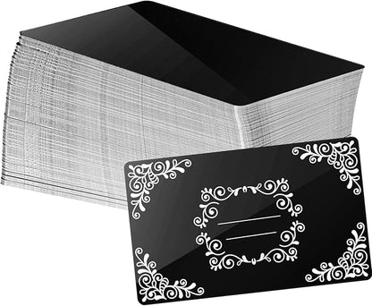 weparmeety 100 Pcs Metal Engraving Blanks Aluminum Sheet Laser Engraving Business Card Multipurpose DIY Gift Cards 86 x 54 x 0.21 mm (Black)