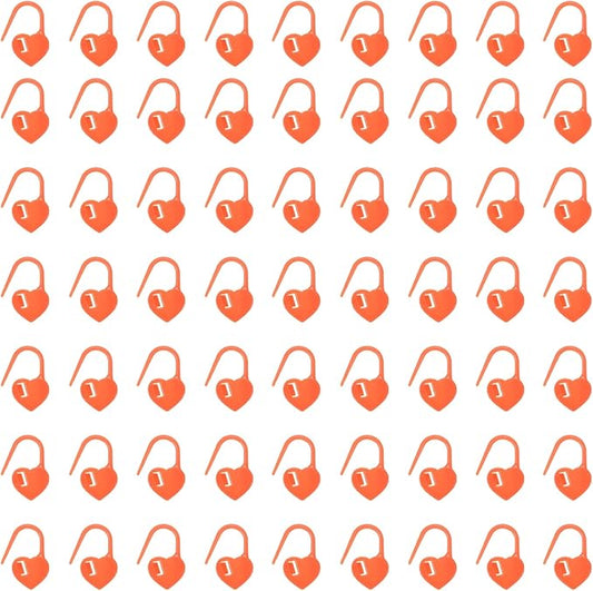 uxcell 400pcs Stitch Markers for Crocheting, Heart Shaped Crochet Marker Needle Clip Counter for Knitting Clothing Tag DIY Craft,Orange