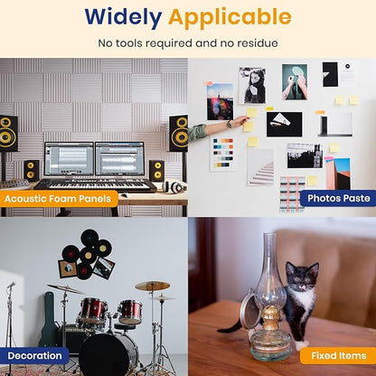 Focusound 300 Pack Double-Sided Sticky Adhesive Dots for Acoustic Foam Panels, Circle Clear Removable Glue Dots for Wall Hanging