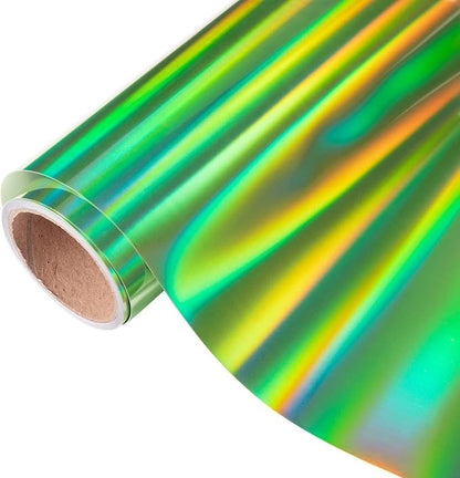VINYL FROG Holographic HTV Vinyl Roll 12" x5ft Green Metallic Heat Transfer Vinyl Iron on Vinyl Easy to Cut & Weed DIY Heat Press Design for T-Shirts