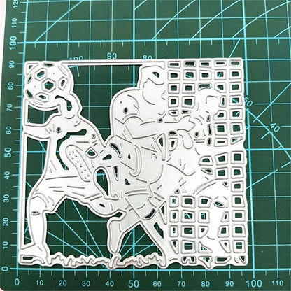 Cutting Dies Metal Stencils Scrapbooking Tools Flowers Lace Frame DIY Embossing Template for Paper Card Making Album Arts Crafts Supplies (Football Team-9.8x9.2cm)