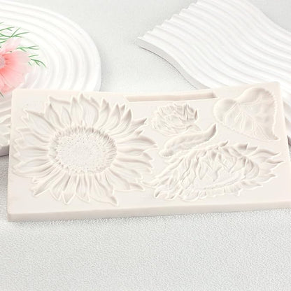 Oversized Sunflower Silicone Mold Leaves Cake Decoration Fondant Mold for Wedding,Birthday Party Cupcake Topper Chocolate Candy Cookies Mousse DIY Gypsum Soap UV Resin Polymer Clay Crafts