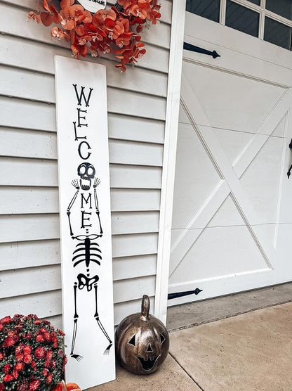 Halloween Stencils for Painting Large Skeleton Welcome Stencil for Porch Sign Reusable Ghost Boo Trick or Treat Templates for Wood Walls Windows Door Mat Fabric Door Hanger