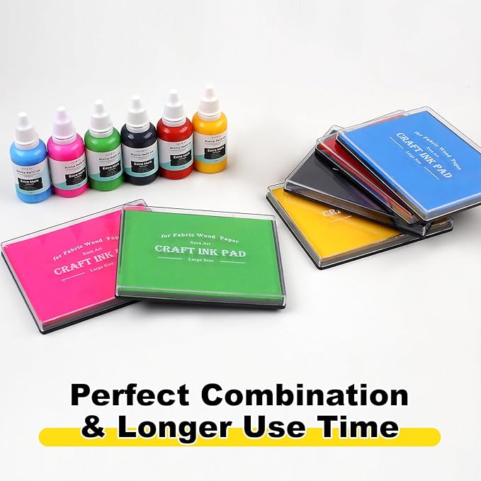 5"x4'' Large Ink Pad Washable Stamp Ink Pad for Baby Footprint Handprint with 30ml Premium Refill Ink (Yellow)