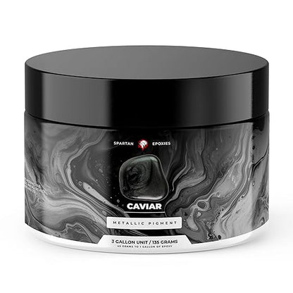 Spartan Epoxies Metallic Pigment Powder for Epoxy - 30 Unique Colors, 4oz for 1 Gallon and 12oz for 3 Gallons of Clear Epoxy, Made in The USA (Caviar, 12oz (135 Grams))