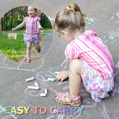 J-hong Washable Sidewalk Chalk Set- 52 Pieces 7 Colors Jumbo Chalk For Kid and Adult, Paint on Classroom Chalkboard or Outdoor Playground, Good Gift for Party