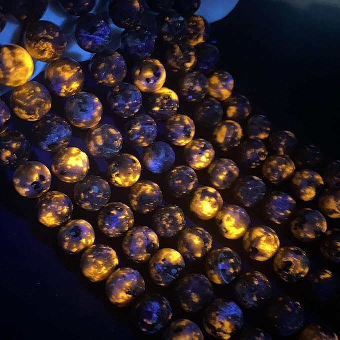 10MM 72pcs Natural Flame Yooperlite Stone Energy Beads Round Loose Beads for Jewelry Making DIY Bracelet Necklace 2 Strands 32"