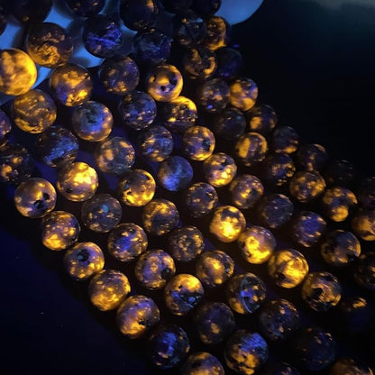 8MM 90pcs Natural Flame Yooperlite Stone Energy Beads Round Loose Beads for Jewelry Making DIY Bracelet Necklace 2 Strands 32"