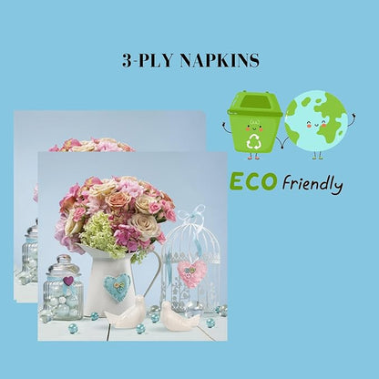 20-ct 13x13 Flowers Paper Luncheon Decoupage Napkins, 3-Ply Servilletas Printed Jug Full of Flower Cocktail Napkin for Art, Dinner and Party, Disposable Napkins Decor