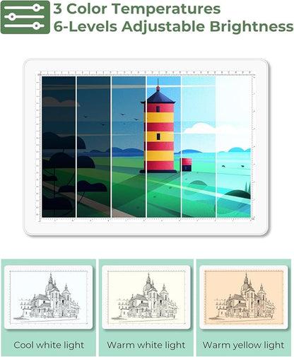A4 Tracing Light Box for Drawing,Bawaslom Rechargeable Light Pad with Adjustable Stand and Strong Magnets,Ultra-Thin & Bright LED Drawing Board for Vinyl Weeding,Diamond Painting Art,Sketching
