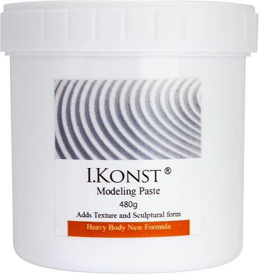 I.KONST Modeling Paste for Creating reliefs and impastos, for Creating Backgrounds. It is Applied with a Knife, and can be Mixed with Acrylic Color. Texture for Canvas, Wood or Paints, 480g, White