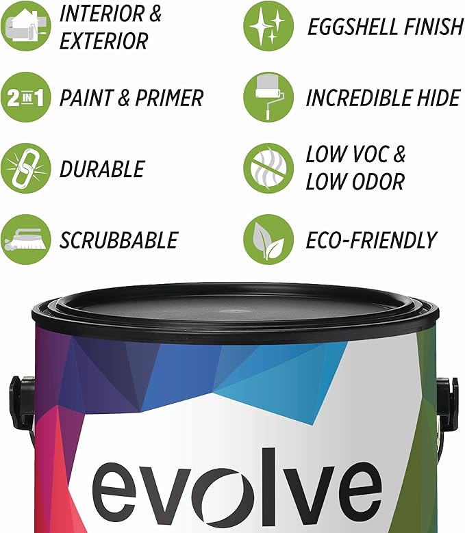 EVOLVE Paint & Primer: Environment-friendly, Eggshell with One-coat Coverage for Interior & Exterior surfaces (Red Clay, 1-Gallon)