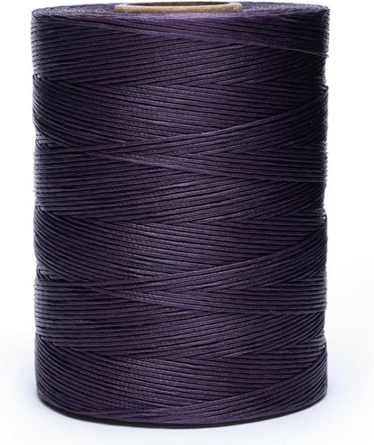 Waxed Thread,852Yards 150D 0.8mm Flat Polyester Wax Thread for Hand Sewing Leather Craft DIY Projects Shoes Repair Book Binding(Purple)
