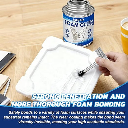 JAOJAO Foam Glue, Foam Adhesive Superior Adhesion Easy to Apply Quick-Drying Transparent for Plastic Sheet Eva Sponge Rubber Pearl Cotton for Crafts Decoration Aircraft Model, 120ml