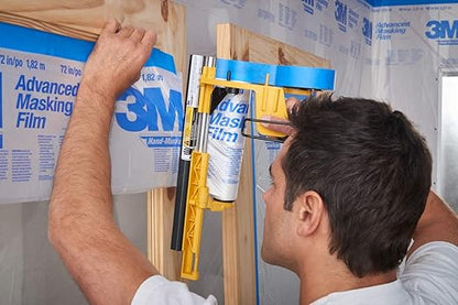 3M Hand Masker Advanced Masking Film, 48 in x 180 ft, Static Cling Keeps Film in Place, Prevents Liquids From Bleeding Through, Flake Resistant, For Indoors & Outdoors Use, 1 Roll (AMF48)