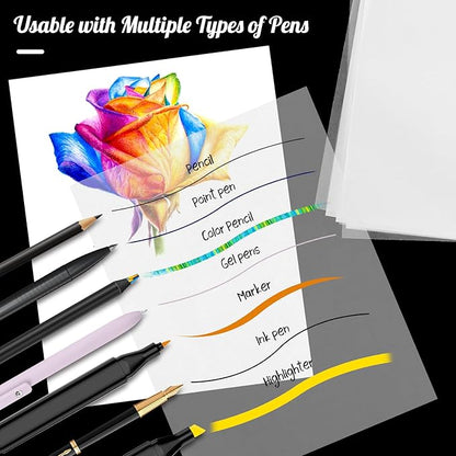 Tracing Paper 9"x12", 100 Sheets Transparent Vellum Paper for Tracing Pads, Christmas Birthday Gifts for Adults Teens, 25lb/41gsm Translucent Tracing Paper for Sketching, Drawing, Black