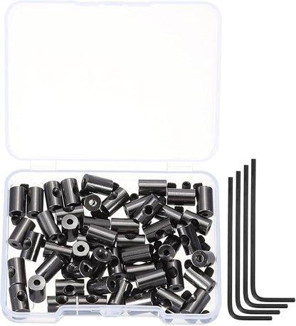 MECCANIXITY 50 Pcs Metal Locking Pin Backs, Locking Pin Keepers Clasp 9mm(H) with 4 Wrench Replacement in Storage Case for Badge, Brooch, Black Tone