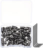 MECCANIXITY 50 Pcs Metal Locking Pin Backs, Locking Pin Keepers Clasp 9mm(H) with 4 Wrench Replacement in Storage Case for Badge, Brooch, Black Tone
