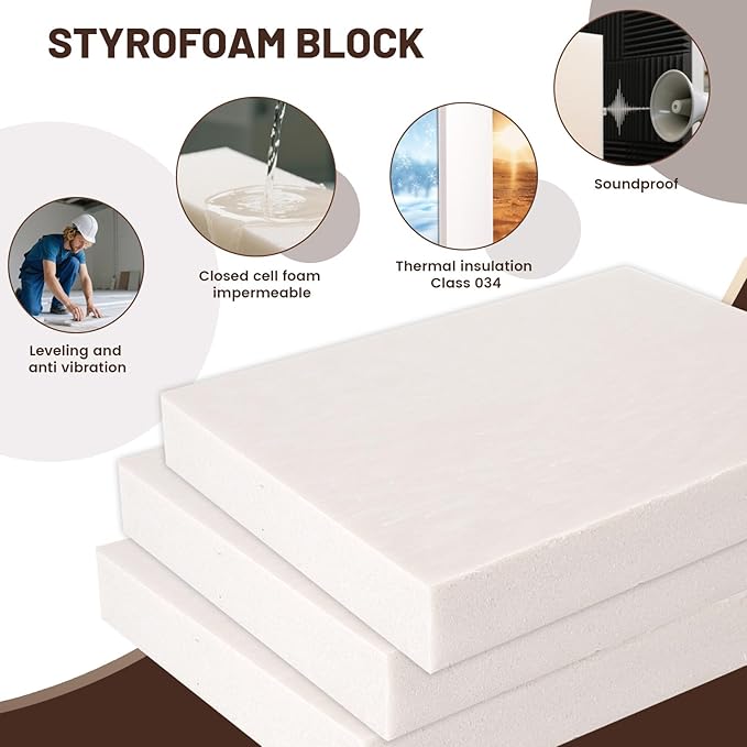 Gvereld High Density XPS Foam Board,2 Pack 15.6x11.7X 2in Polystyrene Craft Foam Sheets, Rigid and Easy to Shape,DIY Modeling Art Projects, Party Decoration, Cosplay Prop Production, Heat Insulation