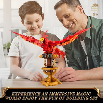 Phoenix Building Set, Bird Animals Set Wings Adjustable Building Kit, Collectible Magic HP Model Toys Gifts for Adults Kids Fans 12+ (938 PCS)