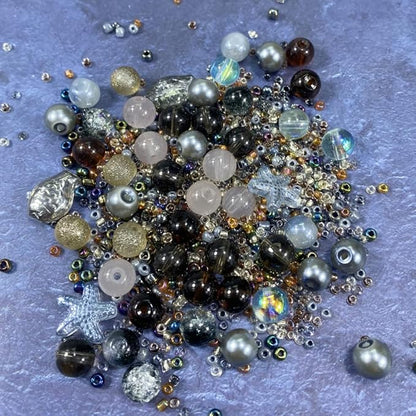 Assorted Glass Resin Beads Multi Size Colors Smooth Cracked Gravel Millet Spacer Beads for Bracelets Necklace Earring DIY Jewelry Making Craft(Smoke Gray Series)