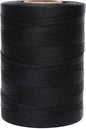 Waxed Thread,852Yds 150D 0.8mm Flat Polyester Wax Thread for Hand Sewing Leather Craft DIY Projects Shoes Repair Book Binding(Black)