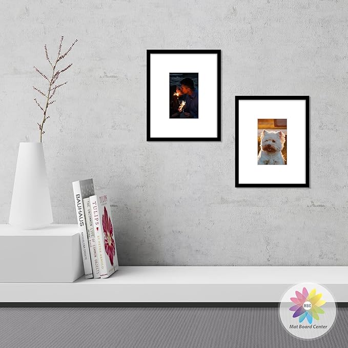Mat Board Center, Pack of 10, 8x10 for 4x6 White Photo Picture Mats - Acid Free, 4-ply Thickness, White Core - for Pictures, Photos, Framing