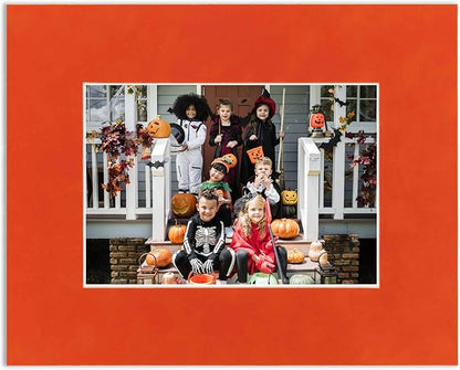 Poster Palooza 8x10 Mat Bevel Cut for 6x8 Photos - Acid Free Orange Suede Precut Matboard - For Pictures, Photos, Framing - 4-ply Thickness