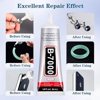 B7000 Glue Clear with Precision Tip，50Ml B7000 Glue Clear for Rhinestones Glue for Crafts, Multipurpose Jewelry Glue for Fabric DIY Craft Makeup Shoes Jewelry Making Nail Art