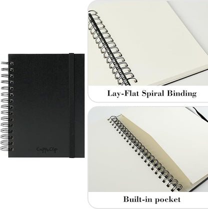 CuppaClip Sketch Book Hardcover Drawing Pad 300GSM Acid-Free Paper Spiral Bound Sketchbook 50 Sheets/100 Pages Art Supplies (Spiral Binding, 8.3x11.8in)