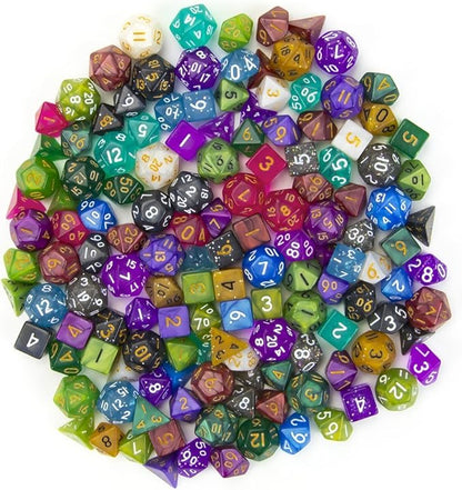 Wiz Dice Mini DND Dice Set - 140 Pieces Total (20 Sets of 7 Dice in Unique Colors) & Storage D&D Bag-Polyhedral Role Playing Dice - Perfect DND Accessories for TTRPG Dice - Hafling's Haversack