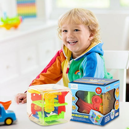 3 otters 3D Puzzle Maze Cube, 72 Obstacles Puzzle Cube Interactive Maze Game with Education Toy for Kids 3+