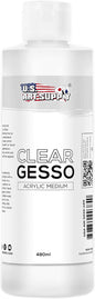 U.S. Art Supply Clear Gesso Primer (16oz) for Oil & Acrylic Painting - Enhances Blending & Canvas Paint Prep - Mixable Clear Gesso Primer for Acrylic Painting