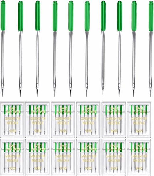 HONEYSEW 60 Pieces Sewing Machine Needles Universal Regular Point Machine Needles for Home Sewing Machine Compatible with Singer, Brother and Old Sewing Machine (Green, Size9-60PCS)