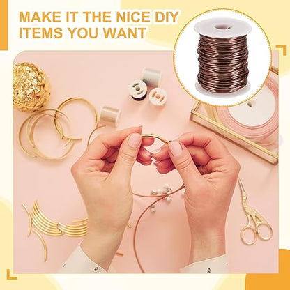 uxcell 12 Gauge / 2mm Anodized Aluminum Wire for Jewelry Craft Making, 102 Feet Bendable Flexible Wire for DIY Home Decor Gardening Sculpture, Bronze