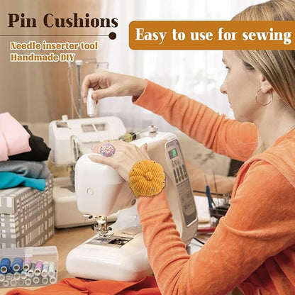 UzecPk Wrist Pin Cushions for Sewing Cute, Sewing Pin Cushion, Wrist Pin Cushion Finger Ring Pincushion with Elastic Strap, Sewing Products with 200PCS Sewing Pins for Sewing and Quilting