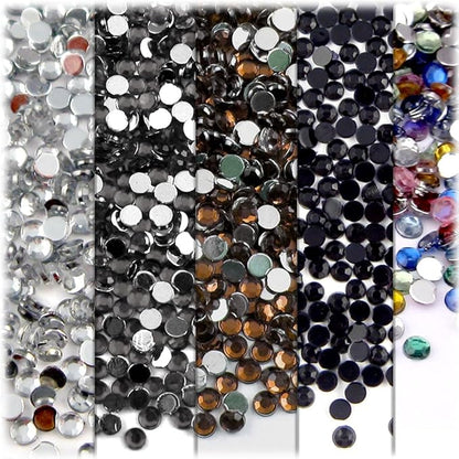 The Crafts Outlet 5-PK Set (7,200-Piece), Round 3mm Rhinestones, Flatback, Gray Tones