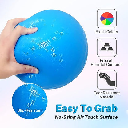 Dodgeballs Playground Balls, Dodge Ball Set for Kids & Adults, Bouncing Kickballs Handball for Outdoor & Indoor Games - Includes Pump & Mesh Storage Bag