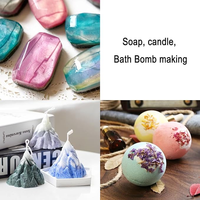 Mica Powder, 60 Color Resin Pigment, Natural Cosmetic Grade Shimmer Mica Powder for Epoxy Resin/Bath Bombs/Candle/Quicksand/Soap/Lip Gloss/Slime. Candle Dye,Soap Making Dye