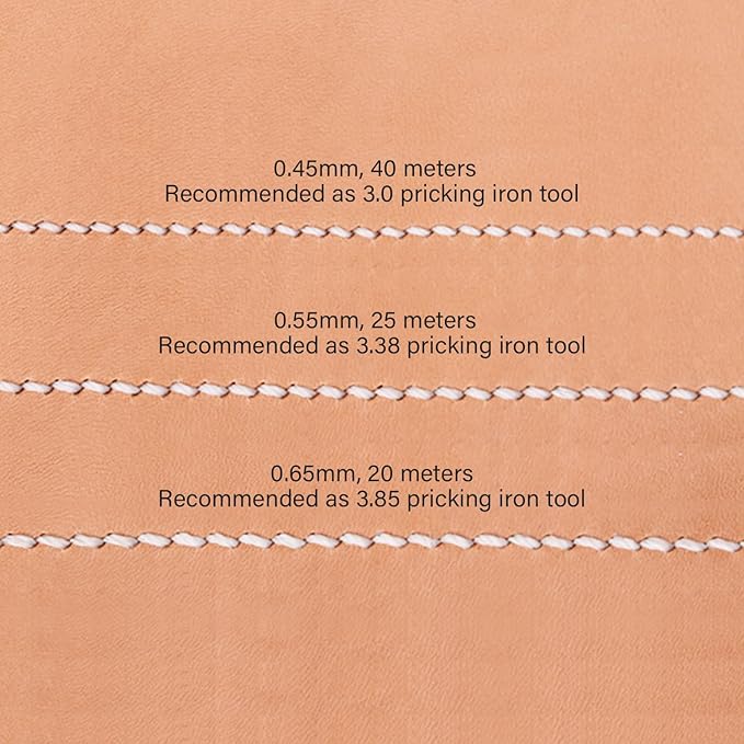 WUTA Leather Waxed Thread Round Polyester Sewing Threads with 12 Pcs Needles and Storage Bag Leather Craft Hand Stitching Line DIY Bracelet Thread Repair Work Cord (0.45mm