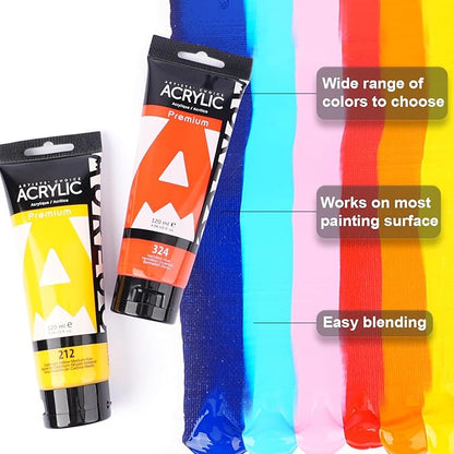AUREUO Yellow Green Acrylic Paint, 4 Fl Oz / 120ml Single Tube, Rich Pigment Art Craft Paints for Canvas, Rocks, Wood, Ceramic, Fabric - Art Supplies for Beginners, Professionals, Artists