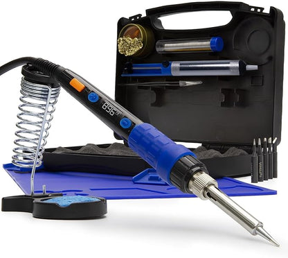 YIHUA 928D Soldering Iron Kit, 65W Soldering Iron, Fully Digital, Display °F/°C, Temperature Control, Accuracy 194~896℉- Soldering Kit with Sleep Function, Temp. Correction Function, Holder &more.