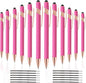 12 PCS 2 in 1 Stylus Ballpoint Pen with Stylus Tip, 1.0 mm Black Ink Metal Pen Stylus Pen for Touch Screens (Rose Gold & Pink)