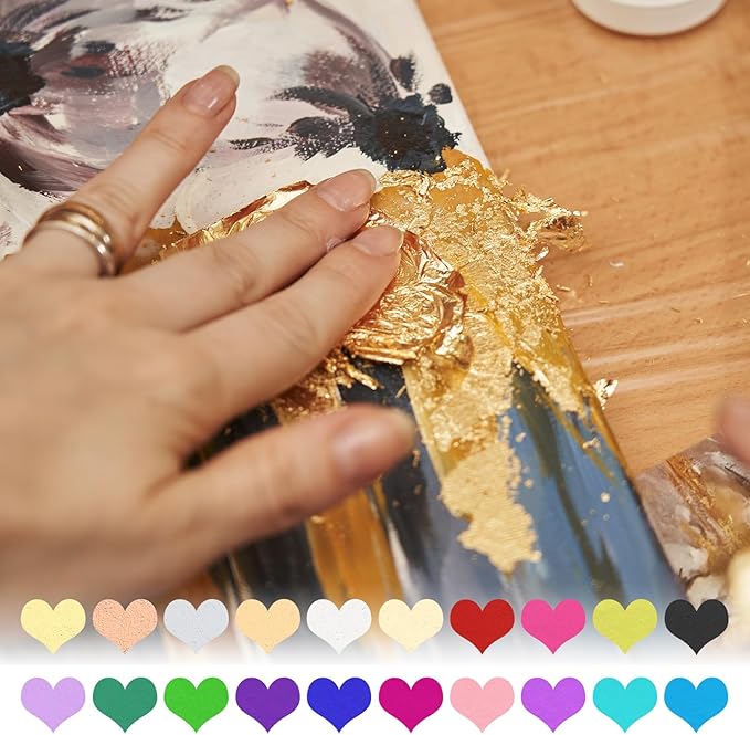 PATIKIL Gold Leaf Sheets for Art 3.7" x 3.4", 100 Pcs Gold Foil Sheet Metallic Leaf Papers for DIY Crafts Resin Furniture Nails Paintings Home Decoration, Green