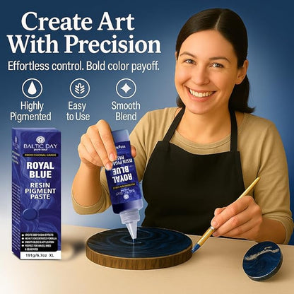 Royal Blue Epoxy Resin Pigment Paste XL (191g/6.7oz) – Opaque Epoxy Dye & High Concentration Coloring Paste, Mica Powder Alternative for Resin Art, Jewelry, Tumblers, River Tables & Crafts