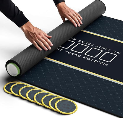 Newverest Poker Table Top 70" x 35", Texas Hold'em Poker Mat for Home Game Nights Up to 10 Players, Casino| Poker Topper Cloth for Tables in Zipper Storage Bag with 8 Coasters in Poker Gift-Ready Box